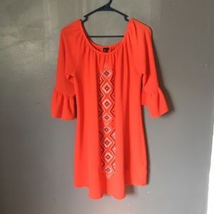 Peach colored mini dress